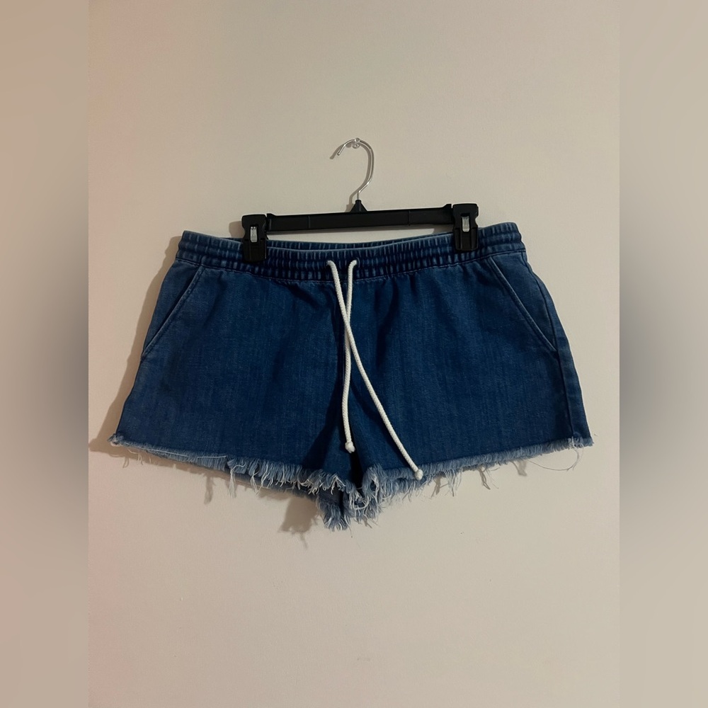 Aerie Blue Denim Shorts with Drawstring